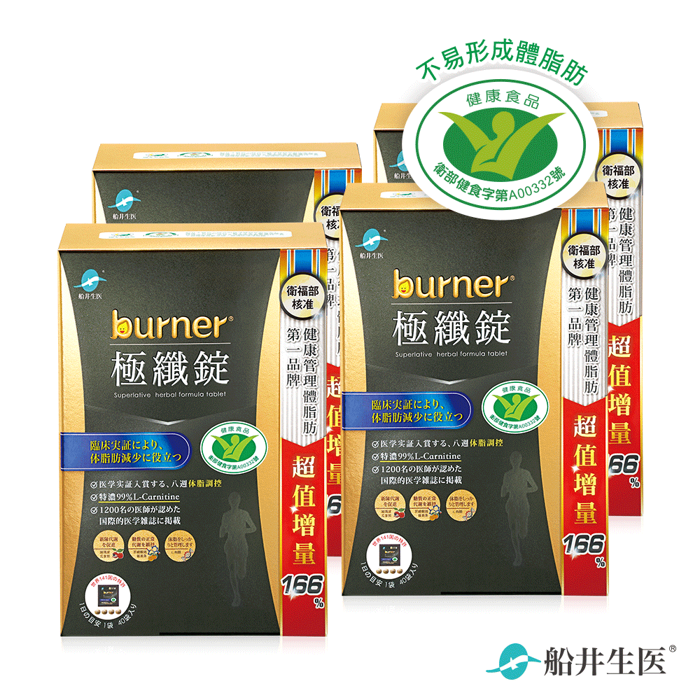 限定買2送2★黑色運動限定版★船井®burner®倍熱®極纖引爆代謝打擊油膩組(共640顆)