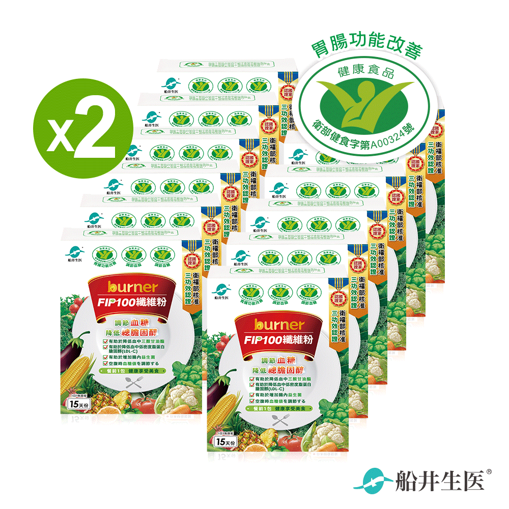 【去你的膽固醇】船井®burner®倍熱®FIP100膳食纖維粉/調節血脂/血糖/膽固醇/胃腸功能改善超值組(共360包)★下單折300